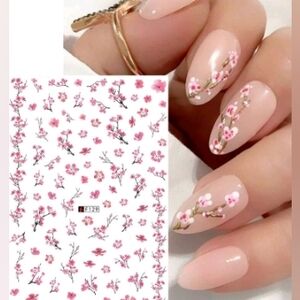 Cherry Blossom Blooming Flowers Nail Stickers Romantic Decals Nails Art